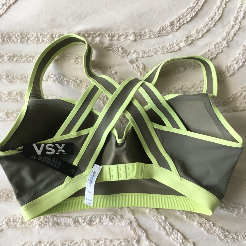 Victoria's Secret Olive Green Seamless Bralette with Lime Trim 34DD - Picture 6 of 7